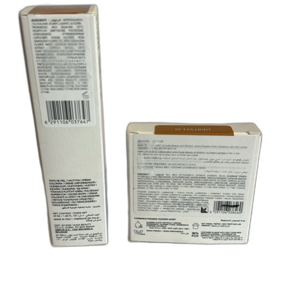 HUDA BEAUTY GloWish luminous Vegan pressed Powder & skin tint color 07 tan light - Picture 4 of 7